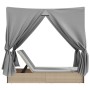 Tumbona doble con techo y cortinas ratán sintético beige de , Tumbonas - Ref: Foro24-368075, Precio: 345,89 €, Descuento: %