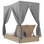 Tumbona doble con techo y cortinas ratán sintético beige de , Tumbonas - Ref: Foro24-368075, Precio: 345,89 €, Descuento: %