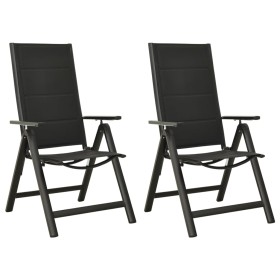 Sillas plegables de jardín 2 uds textileno aluminio negro de vidaXL, Sillas de jardín - Ref: Foro24-312189, Precio: 189,44 €,...