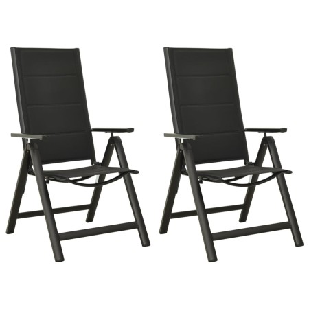 Sillas plegables de jardín 2 uds textileno aluminio negro de vidaXL, Sillas de jardín - Ref: Foro24-312189, Precio: 189,44 €,...