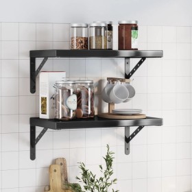 Estantes de pared 2 uds acero inoxidable negro 50x30x3 cm de , Estantes y estanterías - Ref: Foro24-30294, Precio: 42,50 €, D...