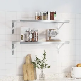 Estantes de pared 2 uds acero inoxidable plateado 75x30x3 cm de , Estantes y estanterías - Ref: Foro24-30282, Precio: 45,29 €...