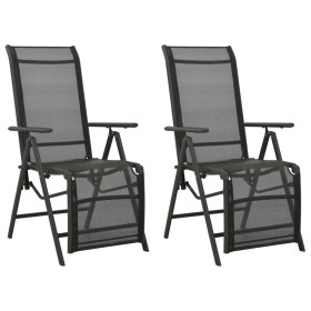 Silla de jardín reclinables 2 uds textileno aluminio negro de vidaXL, Sillas de jardín - Ref: Foro24-312195, Precio: 183,85 €...
