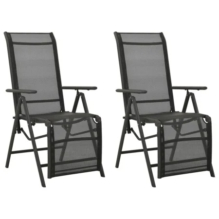 Silla de jardín reclinables 2 uds textileno aluminio negro de vidaXL, Sillas de jardín - Ref: Foro24-312195, Precio: 174,85 €...