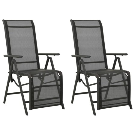 Silla de jardín reclinables 2 uds textileno aluminio negro de vidaXL, Sillas de jardín - Ref: Foro24-312195, Precio: 183,85 €...