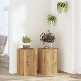 Soportes de plantas 2 uds madera roble artisian 30x30x50 cm de , Soportes para macetas - Ref: Foro24-852923, Precio: 59,19 €,...