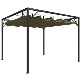 Cenador de jardín con techo retráctil gris taupe 3x3m 180 g/m² de vidaXL, Carpas y cenadores - Ref: Foro24-312220, Precio: 27...