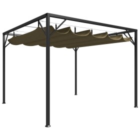 Cenador de jardín con techo retráctil gris taupe 3x3m 180 g/m² de vidaXL, Carpas y cenadores - Ref: Foro24-312220, Precio: 25...