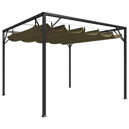 Cenador de jardín con techo retráctil gris taupe 3x3m 180 g/m² de vidaXL, Carpas y cenadores - Ref: Foro24-312220, Precio: 27...