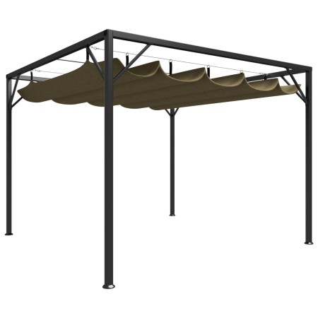 Cenador de jardín con techo retráctil gris taupe 3x3m 180 g/m² de vidaXL, Carpas y cenadores - Ref: Foro24-312220, Precio: 25...