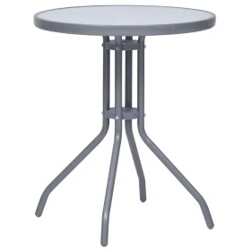 Mesa de jardín de acero y vidrio gris claro 60 cm de vidaXL, Mesas de jardín - Ref: Foro24-312213, Precio: 52,89 €, Descuento: %