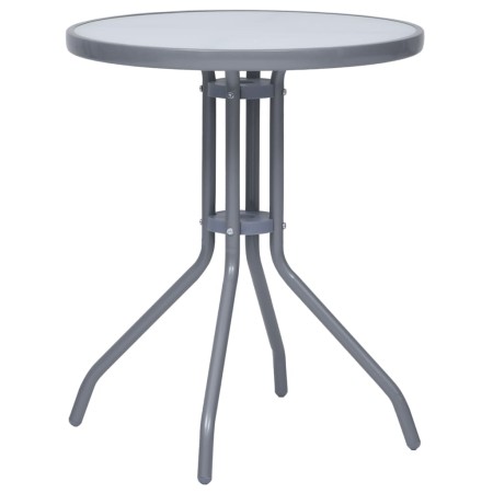 Mesa de jardín de acero y vidrio gris claro 60 cm de vidaXL, Mesas de jardín - Ref: Foro24-312213, Precio: 53,64 €, Descuento: %