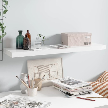 Estante flotante de pared blanco brillante MDF 90x23,5x3,8 cm en Estanterías | Comprar online en Foru.es