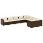 Set de sofás de jardín 9 pzas y cojines ratán sintético marrón de , Conjuntos de jardín - Ref: Foro24-3308313, Precio: 588,89...