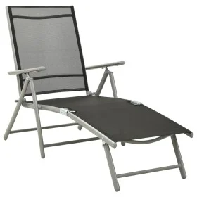 Black and silver textilene and aluminum folding lounger by vidaXL, Loungers - Ref: Foro24-312191, Price: 99,17 €, Discount: %