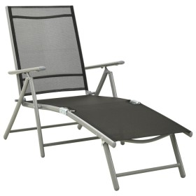Tumbona plegable textilene y aluminio negro y plateado de vidaXL, Tumbonas - Ref: Foro24-312191, Precio: 103,60 €, Descuento: %