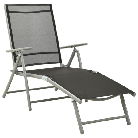 Tumbona plegable textilene y aluminio negro y plateado de vidaXL, Tumbonas - Ref: Foro24-312191, Precio: 103,60 €, Descuento: %