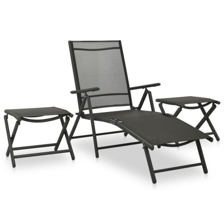 Set de muebles de jardín 3 piezas textilene aluminio negro de vidaXL, Conjuntos de jardín - Ref: Foro24-312198, Precio: 96,05...