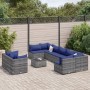 Set de sofás de jardín y cojines 10 pzas ratán sintético gris de , Conjuntos de jardín - Ref: Foro24-3308311, Precio: 638,53 ...