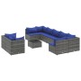 Set de sofás de jardín y cojines 10 pzas ratán sintético gris de , Conjuntos de jardín - Ref: Foro24-3308311, Precio: 638,53 ...
