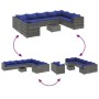 Set de sofás de jardín y cojines 10 pzas ratán sintético gris de , Conjuntos de jardín - Ref: Foro24-3308311, Precio: 638,53 ...