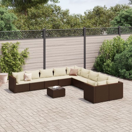 Set de sofás de jardín 11 pzas cojines ratán sintético marrón de , Conjuntos de jardín - Ref: Foro24-3308353, Precio: 709,35 ...