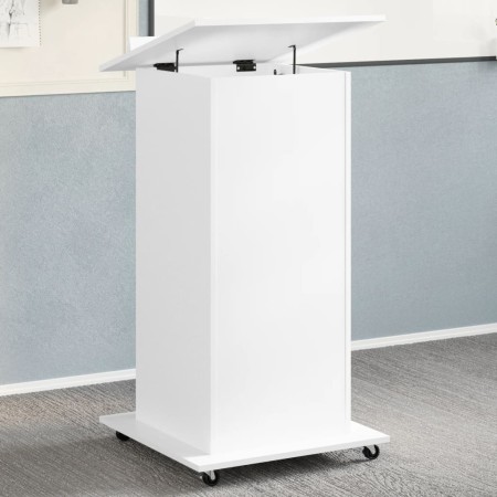 Atril con ruedas y cajón madera ingeniería blanco 55x55x107 cm de , Escritorios - Ref: Foro24-848024, Precio: 120,62 €, Descu...