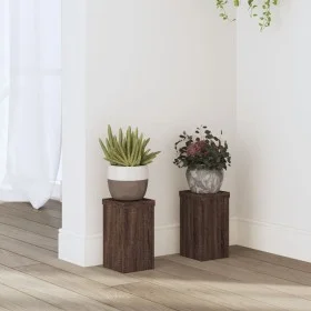 Soportes de plantas 2 uds madera marrón roble 10x10x18 cm de , Soportes para macetas - Ref: Foro24-852885, Precio: 21,48 €, D...