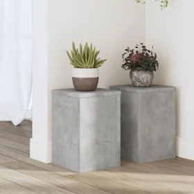 Soportes de plantas 2 uds madera gris hormigón 20x20x30 cm de , Soportes para macetas - Ref: Foro24-852900, Precio: 30,84 €, ...