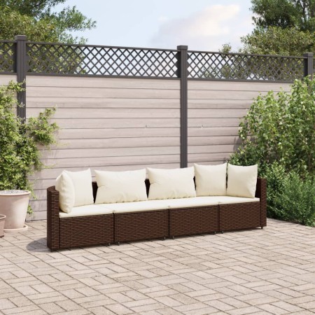 Set de sofás de jardín 4 pzas y cojines ratán sintético marrón de , Conjuntos de jardín - Ref: Foro24-3308457, Precio: 275,59...
