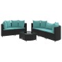 Set de sofás de jardín 6 piezas y cojines ratán sintético negro de , Conjuntos de jardín - Ref: Foro24-3308420, Precio: 445,4...