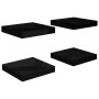 Estante flotante de pared 4 uds MDF negro brillo 23x23,5x3,8cm en Estanterías | Comprar online en Foru.es