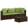 Set de sofás de jardín 4 pzas y cojines ratán sintético marrón de , Conjuntos de jardín - Ref: Foro24-3308366, Precio: 335,50...