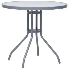 Mesa de jardín acero y vidrio gris claro 80 cm de vidaXL, Mesas de jardín - Ref: Foro24-312215, Precio: 98,13 €, Descuento: %