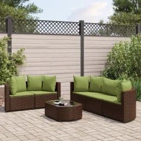 Set sofás de jardín 6 piezas y cojines ratán sintético marrón de , Conjuntos de jardín - Ref: Foro24-3308422, Precio: 530,34 ...