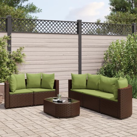 Set sofás de jardín 6 piezas y cojines ratán sintético marrón de , Conjuntos de jardín - Ref: Foro24-3308422, Precio: 539,09 ...