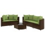 Set sofás de jardín 6 piezas y cojines ratán sintético marrón de , Conjuntos de jardín - Ref: Foro24-3308422, Precio: 539,09 ...