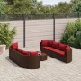Set de sofás de jardín 9 pzas y cojines ratán sintético marrón de , Conjuntos de jardín - Ref: Foro24-3308429, Precio: 587,53...