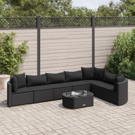 Set de sofás de jardín y cojines 8 piezas ratán sintético negro de , Conjuntos de jardín - Ref: Foro24-3308387, Precio: 552,2...