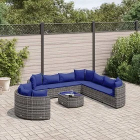 Set de sofás de jardín y cojines 10 pzas ratán sintético gris de , Conjuntos de jardín - Ref: Foro24-3308415, Precio: 633,66 ...