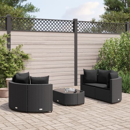 Set de muebles de jardín 5 pzas y cojines ratán sintético negro de , Conjuntos de jardín - Ref: Foro24-3308443, Precio: 366,2...