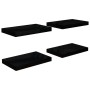 Estante flotante de pared 4 uds MDF negro brillo 40x23x3,8 cm en Estanterías | Comprar online en Foru.es
