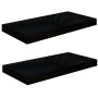 Estante flotante de pared 2 uds MDF negro brillo 50x23x3,8 cm en Estanterías | Comprar online en Foru.es