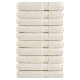 Toallas de sauna 10 uds 100% algodón crema 80x200 cm 600 gsm de , Toallas - Ref: Foro24-137484, Precio: 190,66 €, Descuento: %