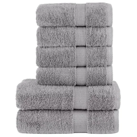 Juego de toallas 6 piezas 100% algodón gris 600 gsm de , Toallas - Ref: Foro24-137560, Precio: 59,29 €, Descuento: %