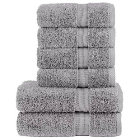 Juego de toallas 6 piezas 100% algodón gris 600 gsm de , Toallas - Ref: Foro24-137560, Precio: 58,98 €, Descuento: %