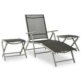 Set de muebles de jardín 3 piezas textilene aluminio plateado de vidaXL, Conjuntos de jardín - Ref: Foro24-312199, Precio: 94...