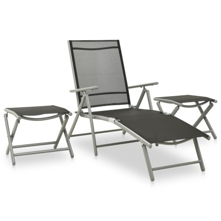 Set de muebles de jardín 3 piezas textilene aluminio plateado de vidaXL, Conjuntos de jardín - Ref: Foro24-312199, Precio: 94...
