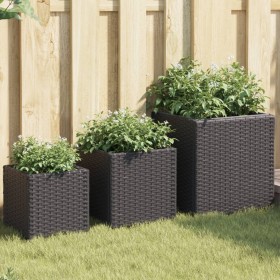 Jardineras 3 unidades ratán sintético negro de , Maceteros y jardineras - Ref: Foro24-366395, Precio: 84,40 €, Descuento: %