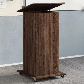 Atril con ruedas y cajón madera ingeniería marrón 55x55x107 cm de , Escritorios - Ref: Foro24-848030, Precio: 134,72 €, Descu...